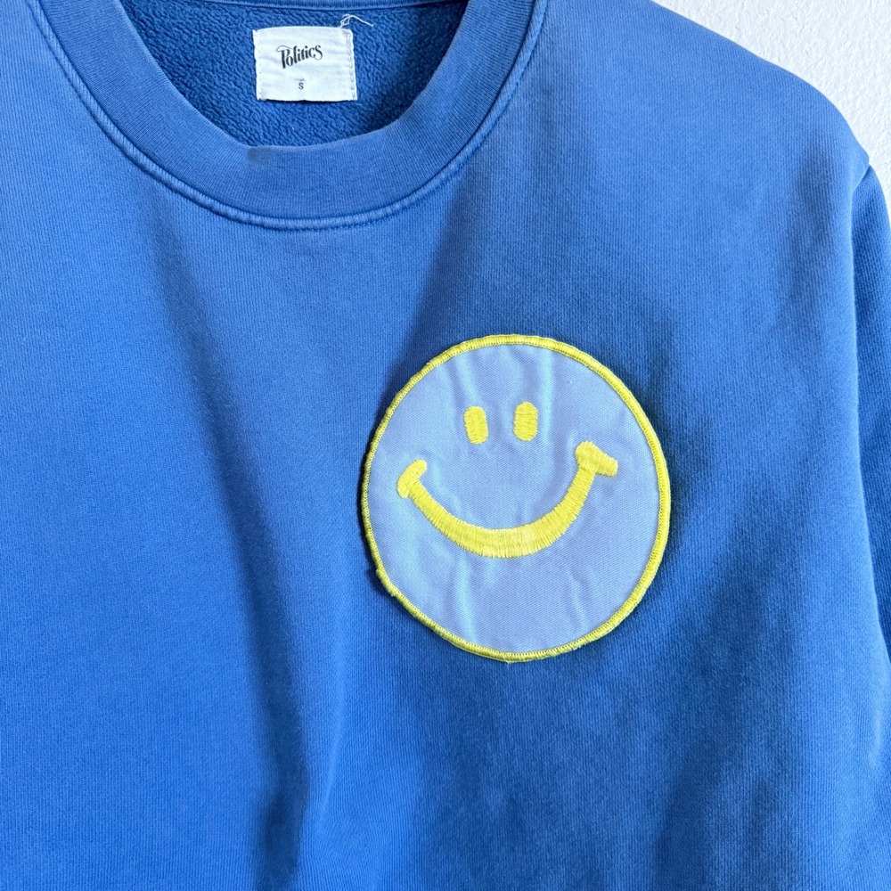 Politics Smiley Face Sweatshirt Blue Cotton‎ Fleece Made in USA Small - Picture 3 of 8